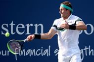 Tennys Sandgren returns a shot at 2020 W&S Open